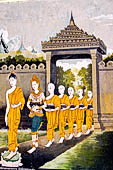 Chiang Mai - Wat Phra That Doi Suthep. The walls of the gallery are covered with Buddha statues and mural paintings of Jataka and tales of the previous lives of the Buddha.